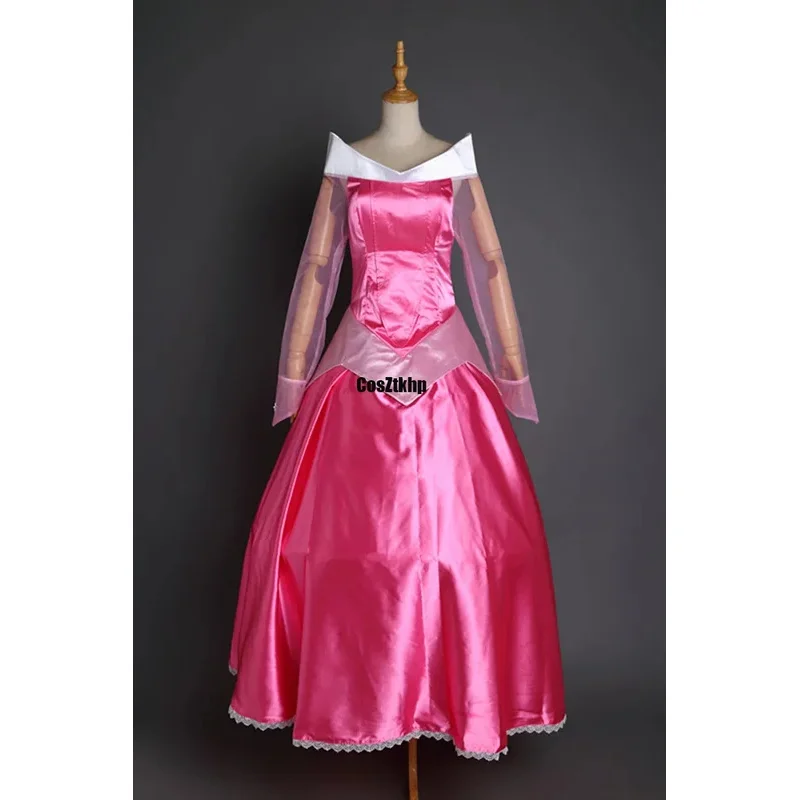 영화 성인 여성 할로윈 파티 S-XL 핑크 공주 오로라 잠자는 숲 속의 아름다움 코스프레 의상 드레스 성인 역할 놀이