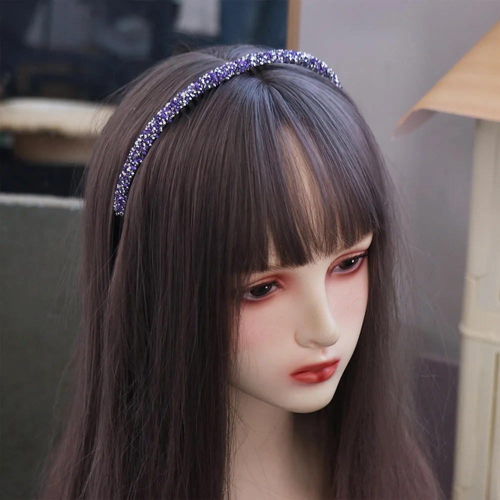 عصابة رأس بلاستيكية عتيقة من حجر الراين لامعة مع ربطة شعر رفيعة مسننة على الطراز الكوري غير قابلة للانزلاق للسيدات #1