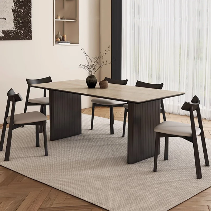 Combination Rectangular Dining Table European Center Restaurant Legs Metal Dining Table High Wood Mesas De Jantar Home Furniture