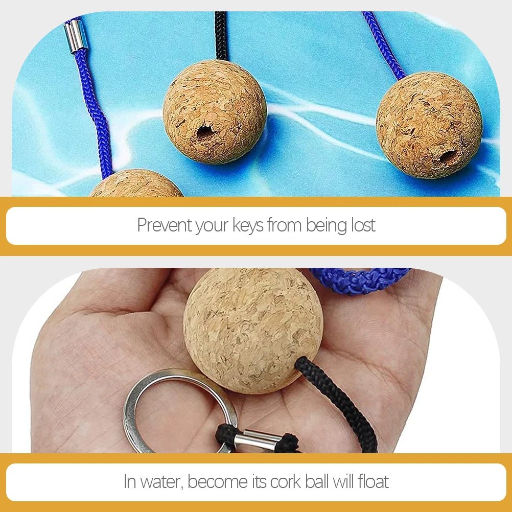 

4pcs Floating Ball Keychain Durable Wooden Floating Keychain Rings for Boat Fishing Team Sports Gifts Safe Skin Friendly