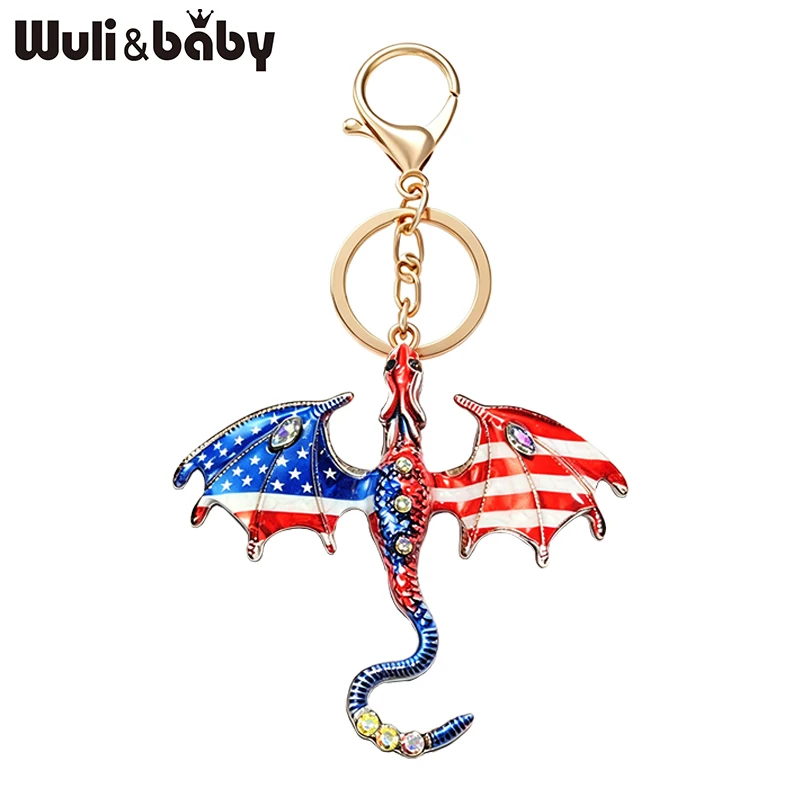 Llavero de dragón Wuli&baby para mujer y hombre, para bolsos, mochilas, amuletos para llaves, llavero de animales de 10 colores, regalos de moda