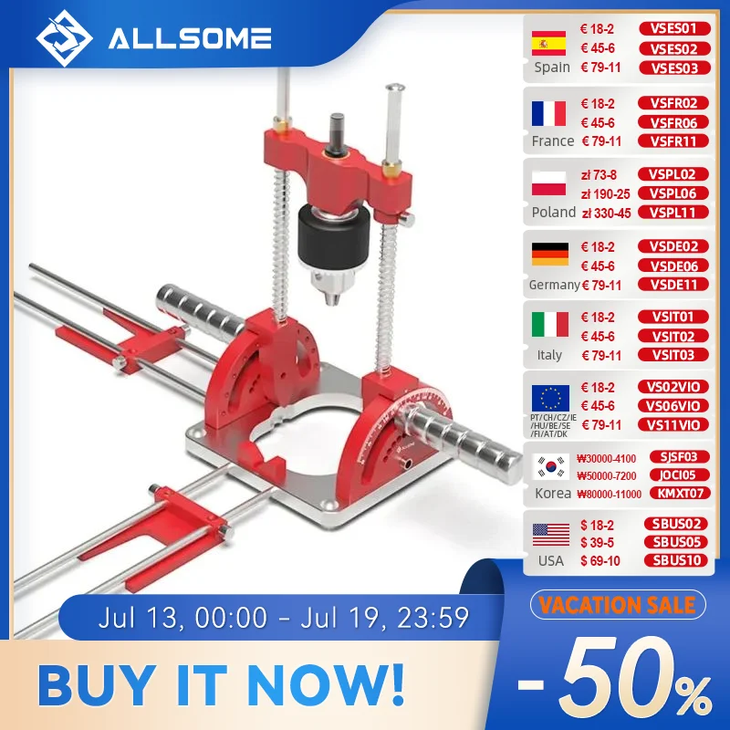 

Allsome Precision Drill Guide for Power Drills,Multi-Angle Guide Attachment Holder with chuck for Flat and Round Workpieces