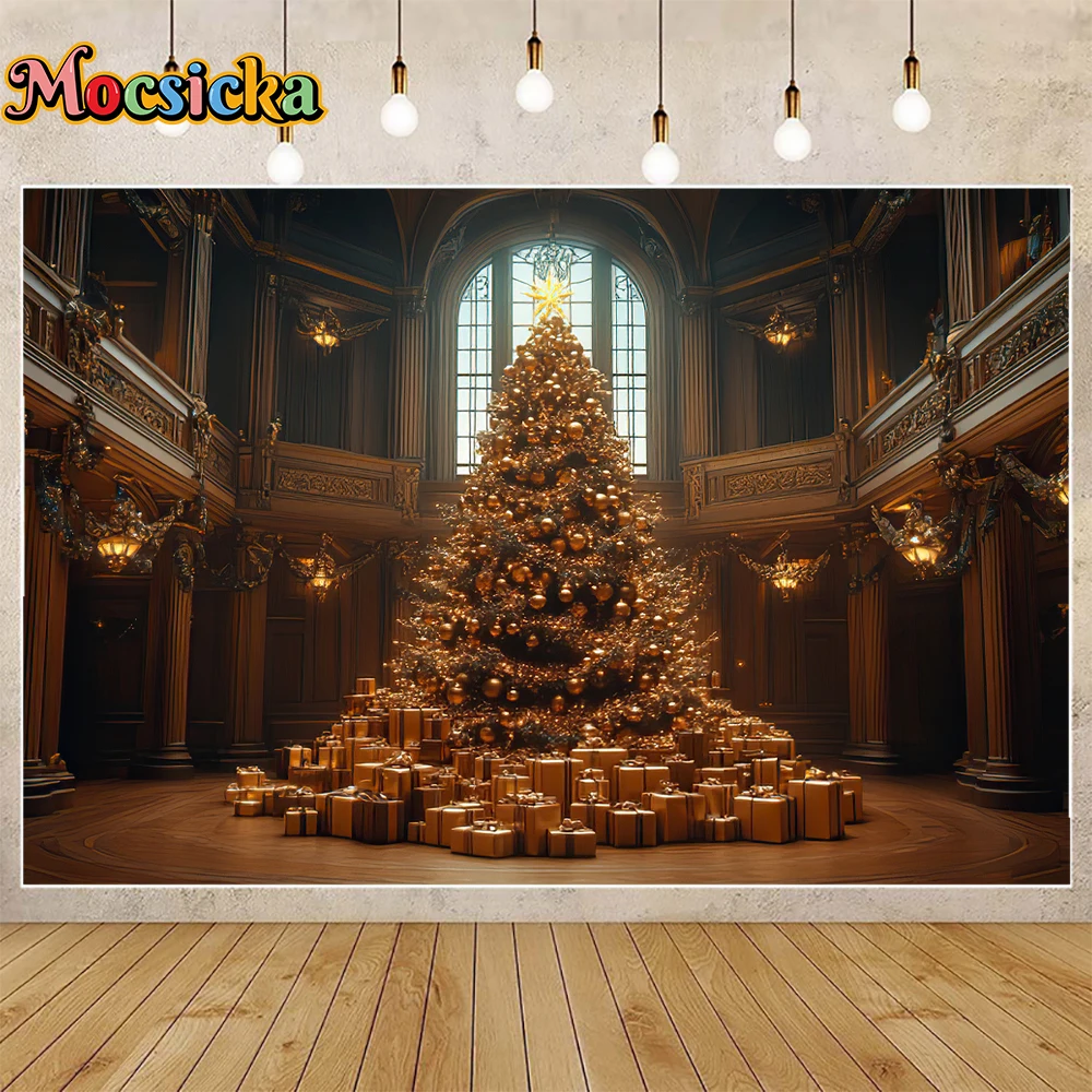 Mocsicka Зимний Рождественский фон для фотосъемки Великолепный огромный Рождественский елка праздник семейный портрет Фотофон для студийной съемки