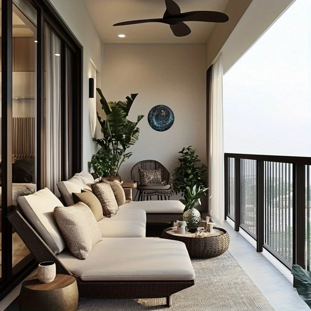 2D Flat - [2D Flat] 2D Plane - 1 2D Plane Printed Metal Sign And 1 Round Canvas Wall Art, Featuring an Astronomical Constellatio