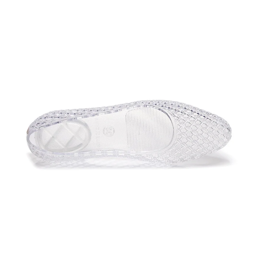 Französische Vintage Geflochtene Jelly-Sandalen für Damen, Spitze Transparente PVC-Ballerinas, Atmungsaktive Runde Zehenpartie, Lässige Alltagsschuhe – Detail 13