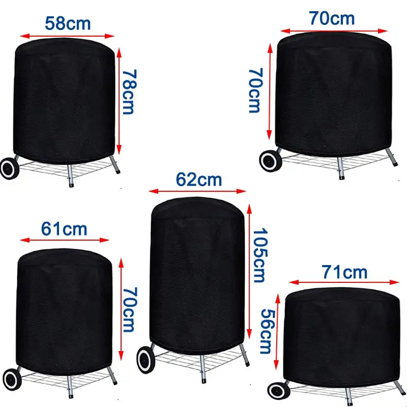 Outdoor Round BBQ Cover, Fire Pit Stove Cover, Waterproof, Weber Heavy Duty, Brazier Cover, Barbecue Stove Cover, 210D