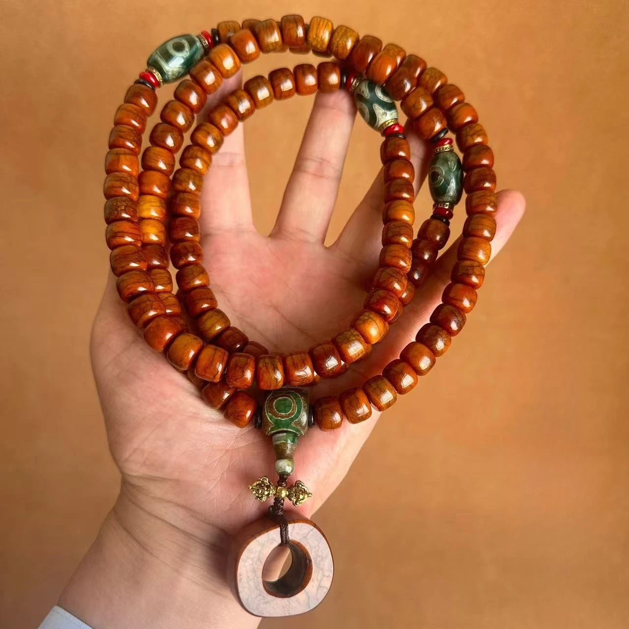 

Tibetan Beef Bone Bracelet, Men's 108 Buddha Beads, Bracelet, Wenwan, Dzi Beads