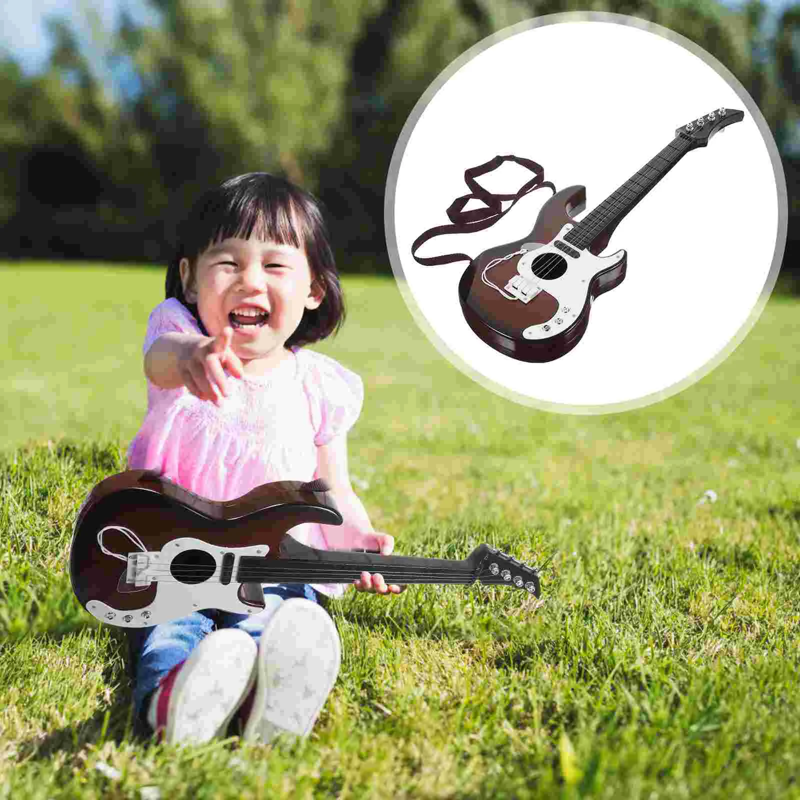 

Toy Guitar 4 Stringed Toy Guitar Educational Musical Instrument Children's Kid's Toy (Pick for Random Color)