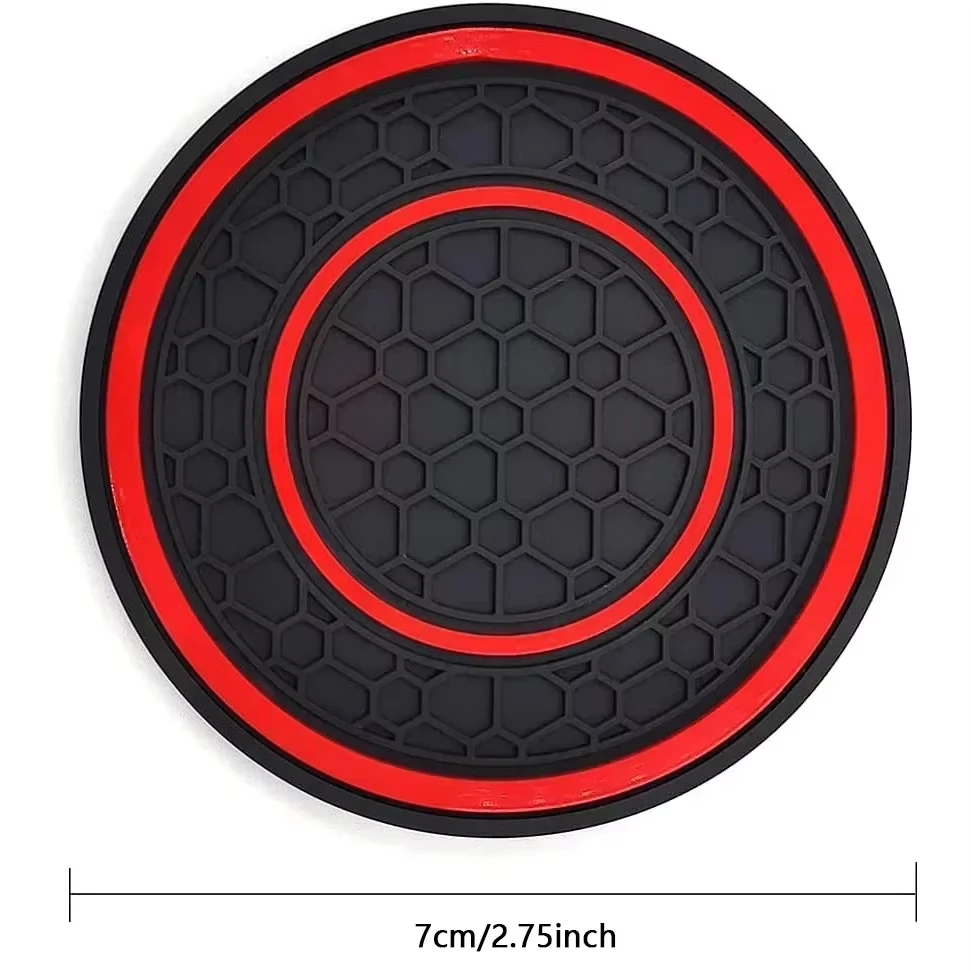 2Pcs Car Cup Mat Non-Slip Coasters Heat-Resistant Waterproof Groove Pattern Universal Cup Holder Automobile Interior Accessories