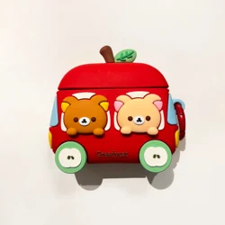 Cute Red Car Bear Silicone Headphone Case for Airpods 1 2 3 4 pro pro2