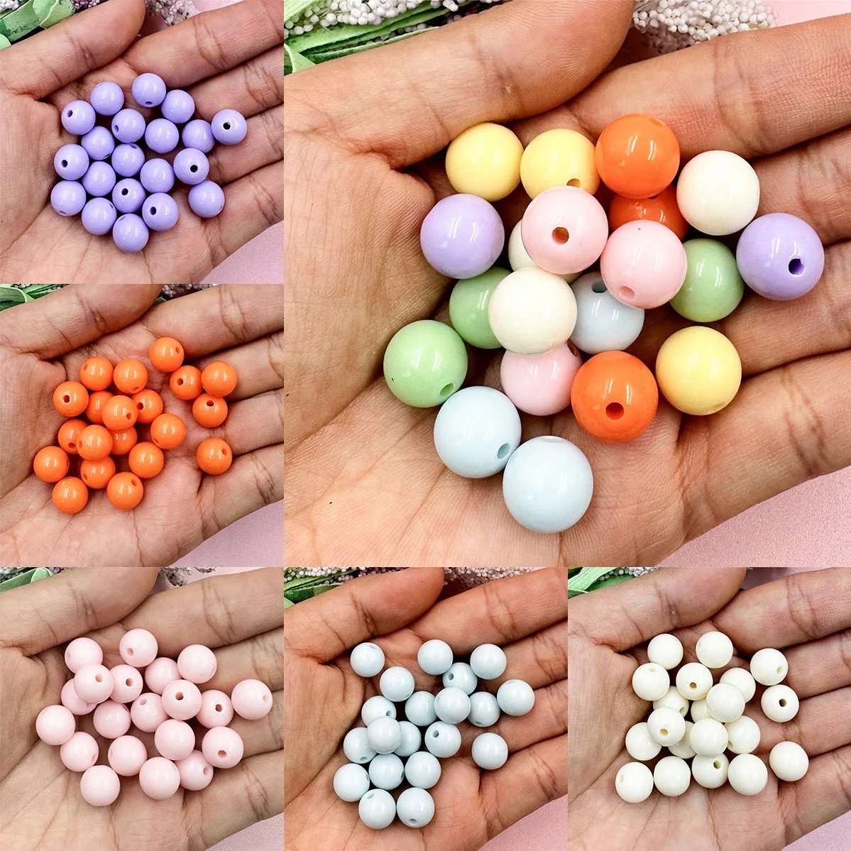 

100-10Pcs 6mm-16mm Round Beads Macaron Color Acrylic For Jewelry DIY Handmade Fashion Bracelet Necklace Accessories DIY