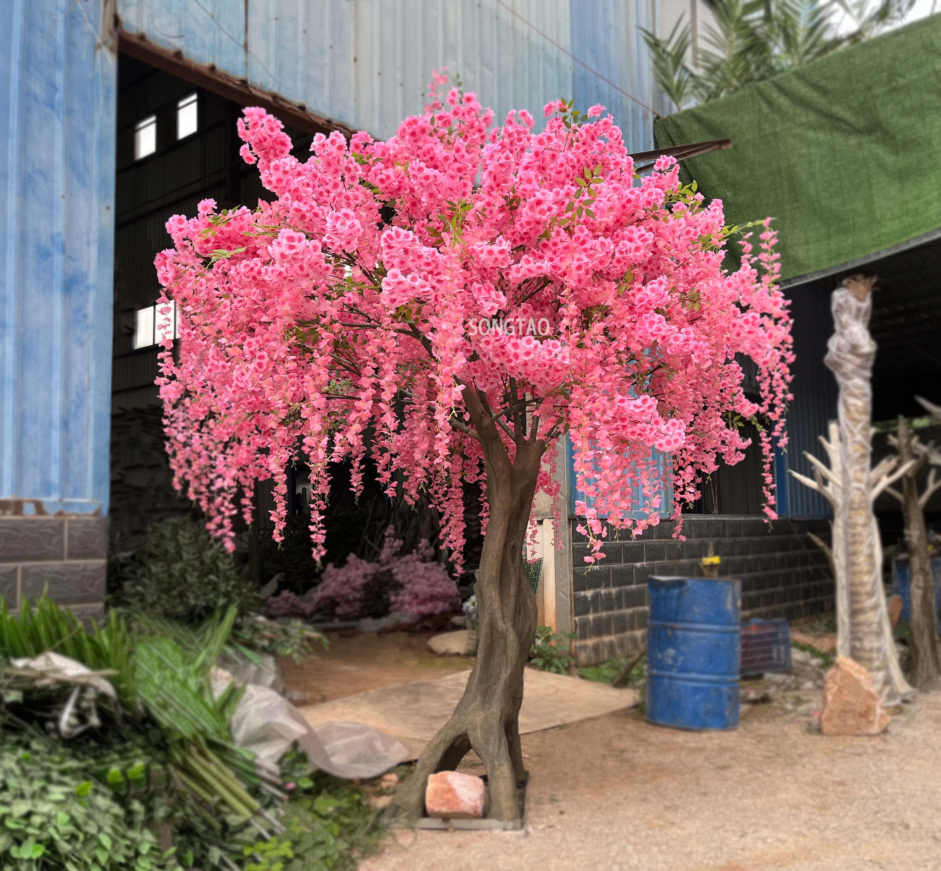 songtao Hot Sale Artificial Indoor Outdoor Fiberglass Fake Cherry Blossom Tree For Wedding Decoration