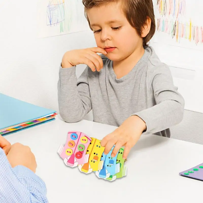 Juguete de corbata de botones para niños, cuerda de ropa de madera para aprendizaje temprano, ayudas educativas de coordinación mano-ojo para Birthda