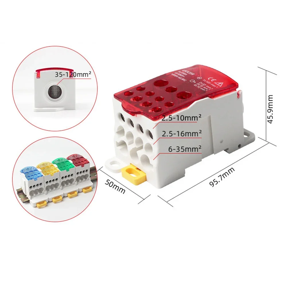 Borneira Electrical Terminal Box DIN Rail Connector Flame Retardant Base PC Shell And Brass Guide Quick Wiring Design