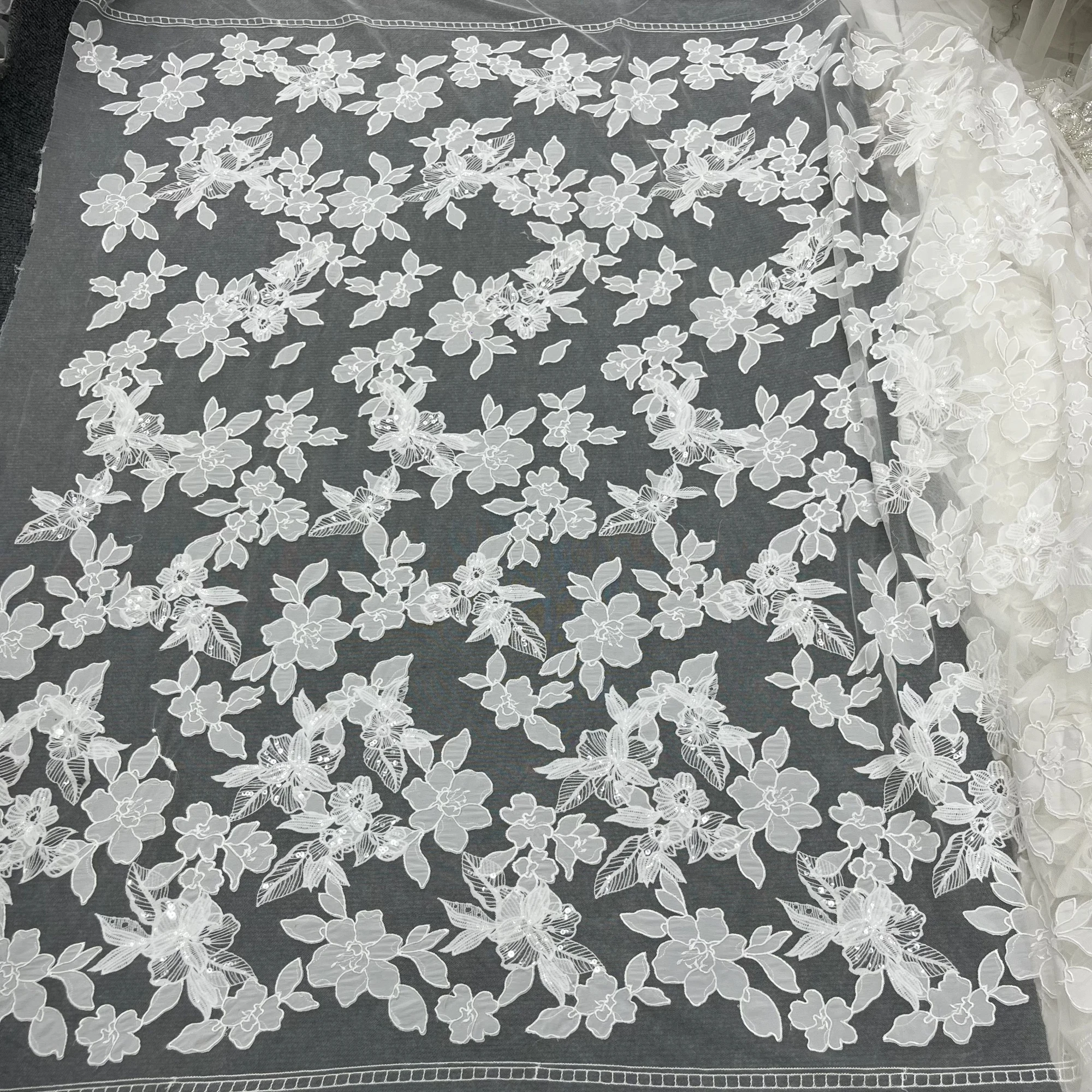 The New Exquisite Three-Dimensional Lace Hand-Embroidered Is Suitable For Wedding And Evening Dress Fabric Design