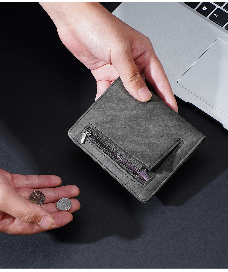 New Men Wallets Leather Purse Man Slim Card Horders Quality Male Short Multi-card Wallet Coin Pocket Purse
