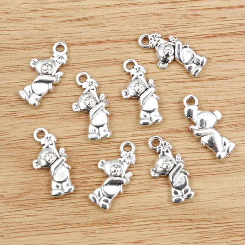 20pcs 19x10mm Antique Sliver Plated Cute Bear Handmade Charms Pendant:DIY Jewelry Making Findings for bracelet necklace