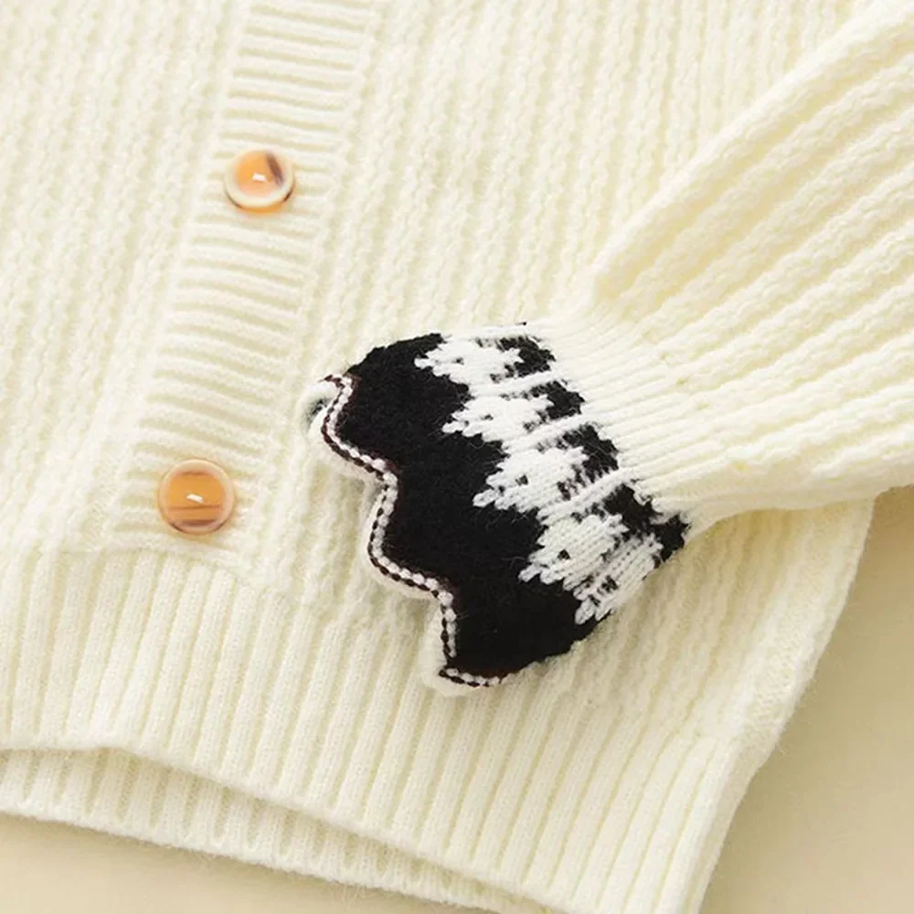 Girls Fashion Knitwear Set Baby Girls College Style Cardigan Sweater Kids Toddler Halloween Two-piece Set Clothes Outfits