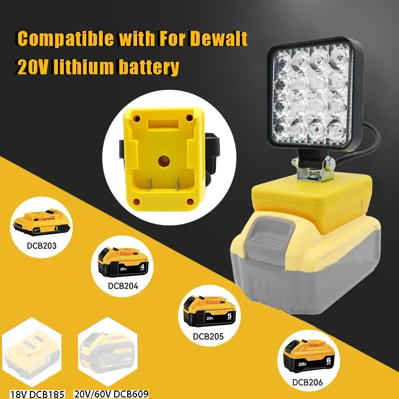 

Аксессуары для электроинструментов, запчасти для Dewalt, 18 В, литий-ионный аккумулятор, светодиодный рабочий фонарь, 3-дюймовый фонарик, портативный аварийный прожектор, лампа для кемпинга