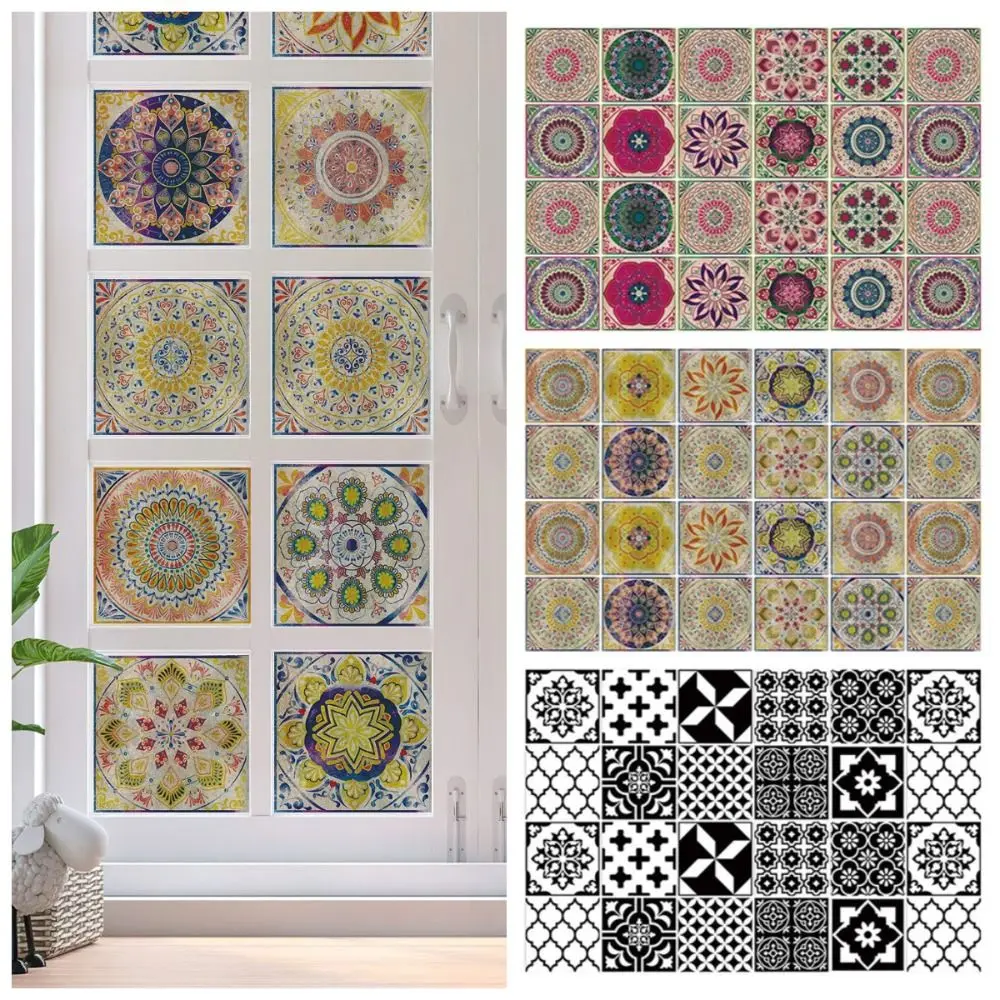 

24 шт./компл., керамическая наклейка на стену в стиле мандалы, 10/15/20 см, водонепроницаемая пленка для украшения плитки, влагостойкая самоклеящаяся пленка