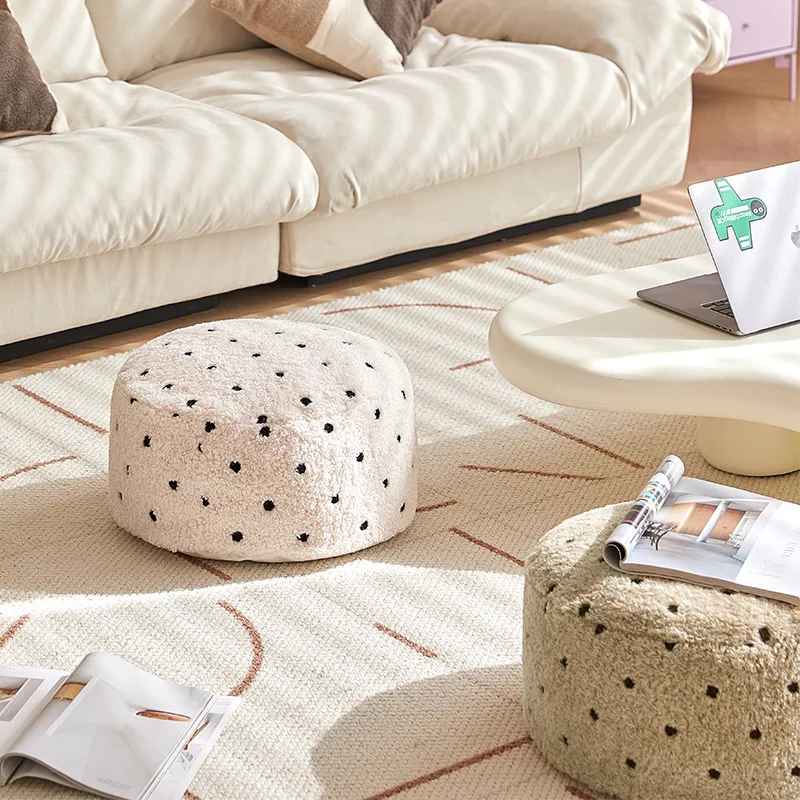 Japanese Style Tatami Embroidered Flannel Cushion Cover 45cm Round Seat Cushion Cover Meditation Futon Yoga Mat Decor Footstool