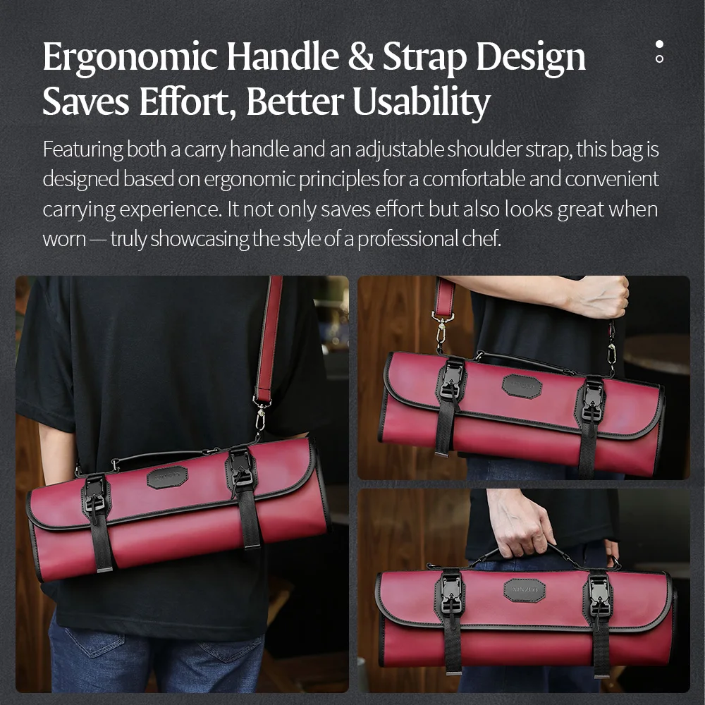 XINZUO Premium Microfiber Leather Cut Resistant Chef Knife Roll Bag Waterproof Durable Kitchen Tool Storage Bag Gift - view 4