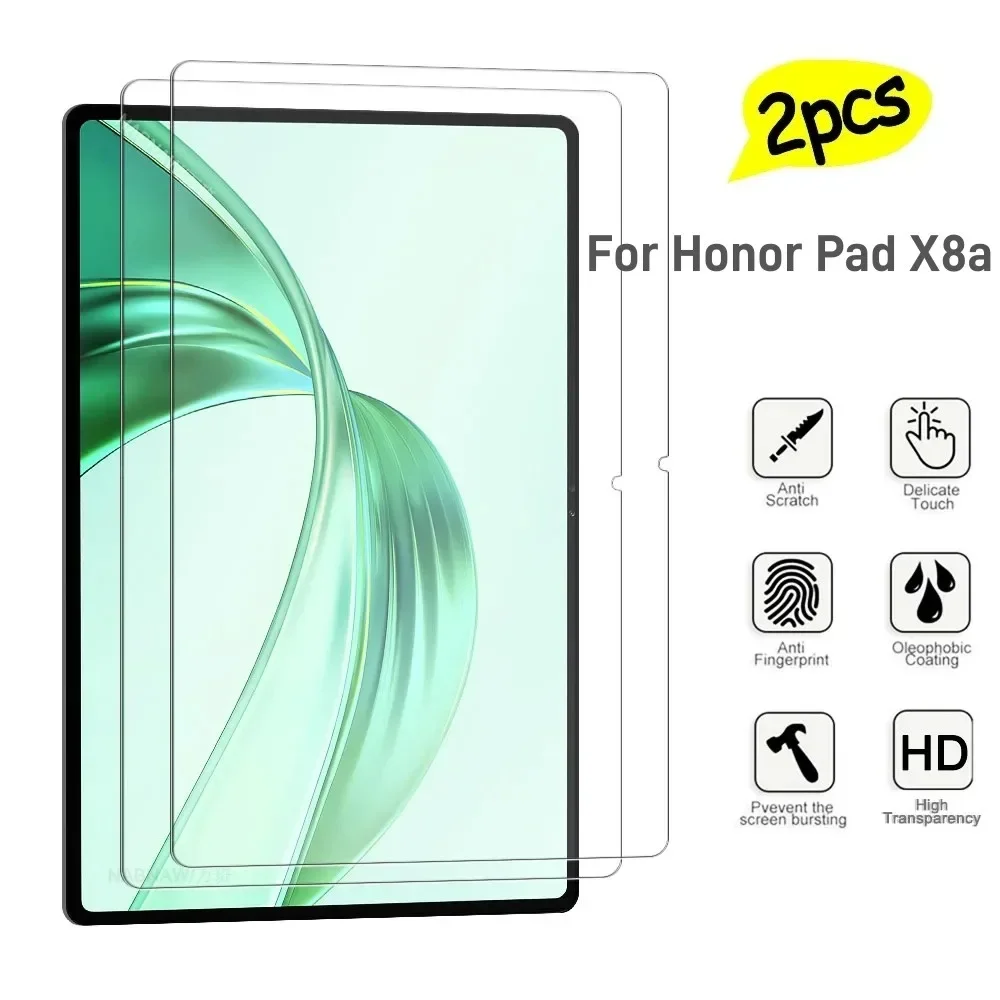 2 Pieces Ultra Clear Screen Protector HD Hard Film Scratch Proof Tempered Glass For Honor Pad X8a 11-inch 2024 display