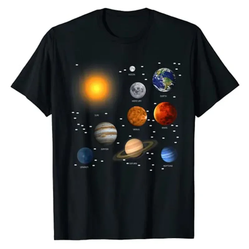 2025 nuevo modelo divertido astronomía nuestro sistema Solar ciencia educación camiseta amante del espacio gráfico camiseta Top trajes de manga corta hombres C