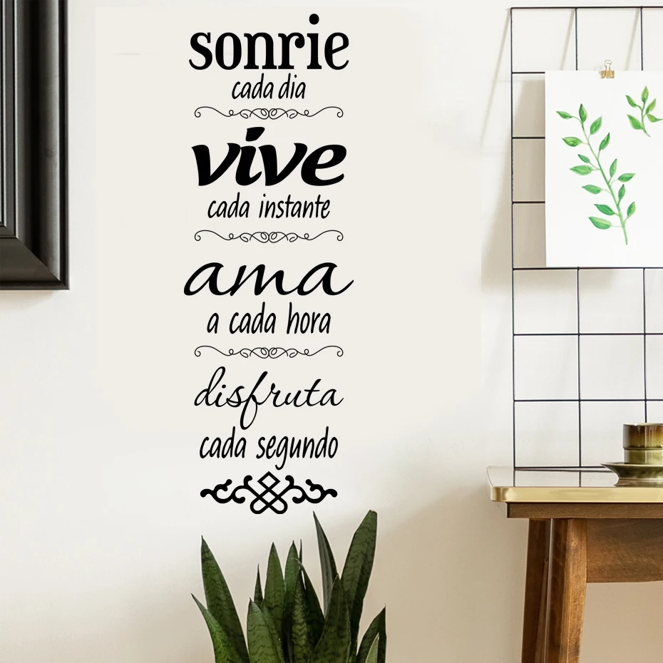 Sonrie Vive AMA Wall Stickers Spanish Vinyl Verses Decal Home Decor Family Rules Wall Decals Wall Art Sticker Sayings Words Quot