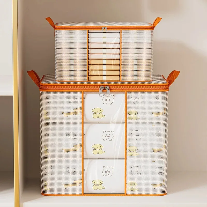 Transparente Kleideraufbewahrungstasche - Faltbarer Organizer mit Reißverschluss für Decken, Bettwäsche & Daunendecken