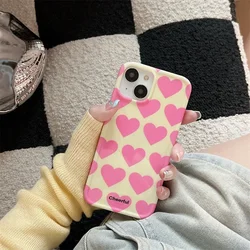 Cute Love Heart Phone Case for iPhone 16 15 14 13 12 11 Pro Max XS XR XSMax 6 7 8 Plus Glossy HD Hard PC Cover