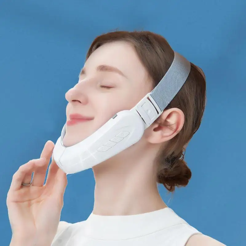 Dispositivo de Lifting Facial LED azul, masajeador de pulso TENS para adelgazar la cara, eliminar la barbilla doble, cinturón de levantamiento de mejillas en forma de V