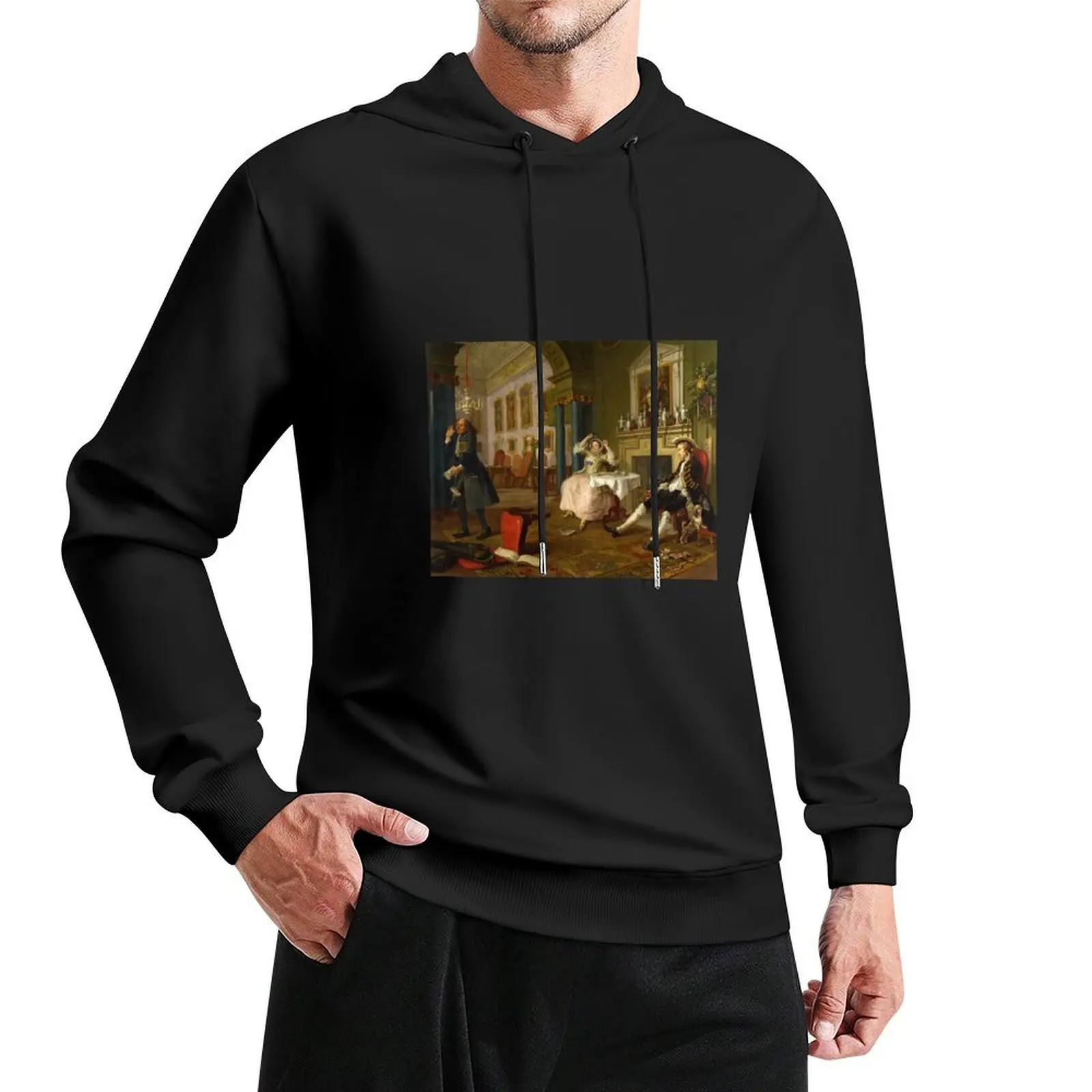 Marriage A-la-Mode: 2, The Tête à Tête by William Hogarth (c1743) Hoodie men wear pullover hoodies