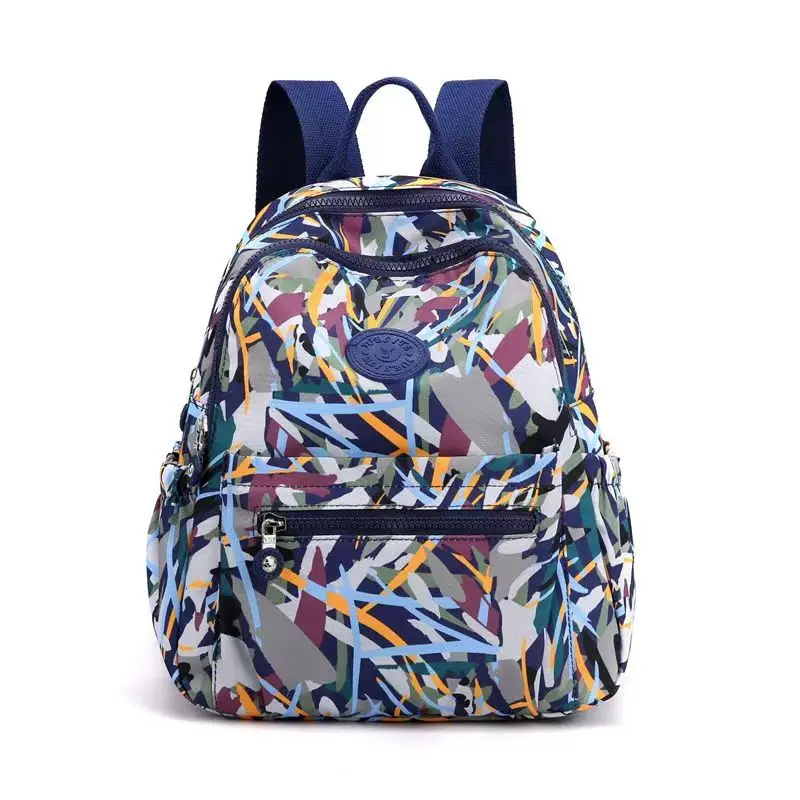 New Female Fashion Lightweight Backpack Printed Nylon Fabric Ladies Large Capacity Handbags Travel Bag For Women Casual Simple