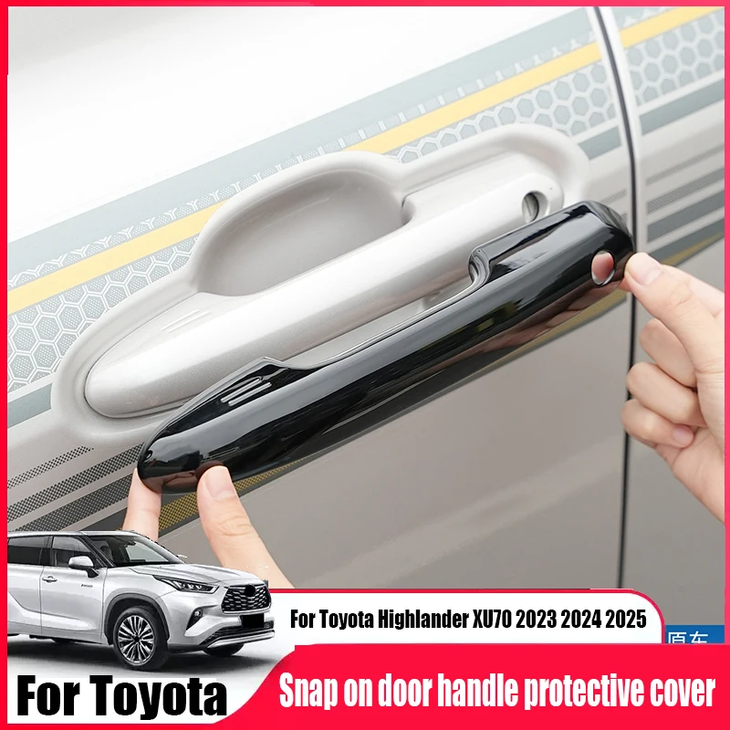 Buckle type door handle protective cover ABS material exterior modification part For Toyota Highlander XU70 2022 2023 2024 2025