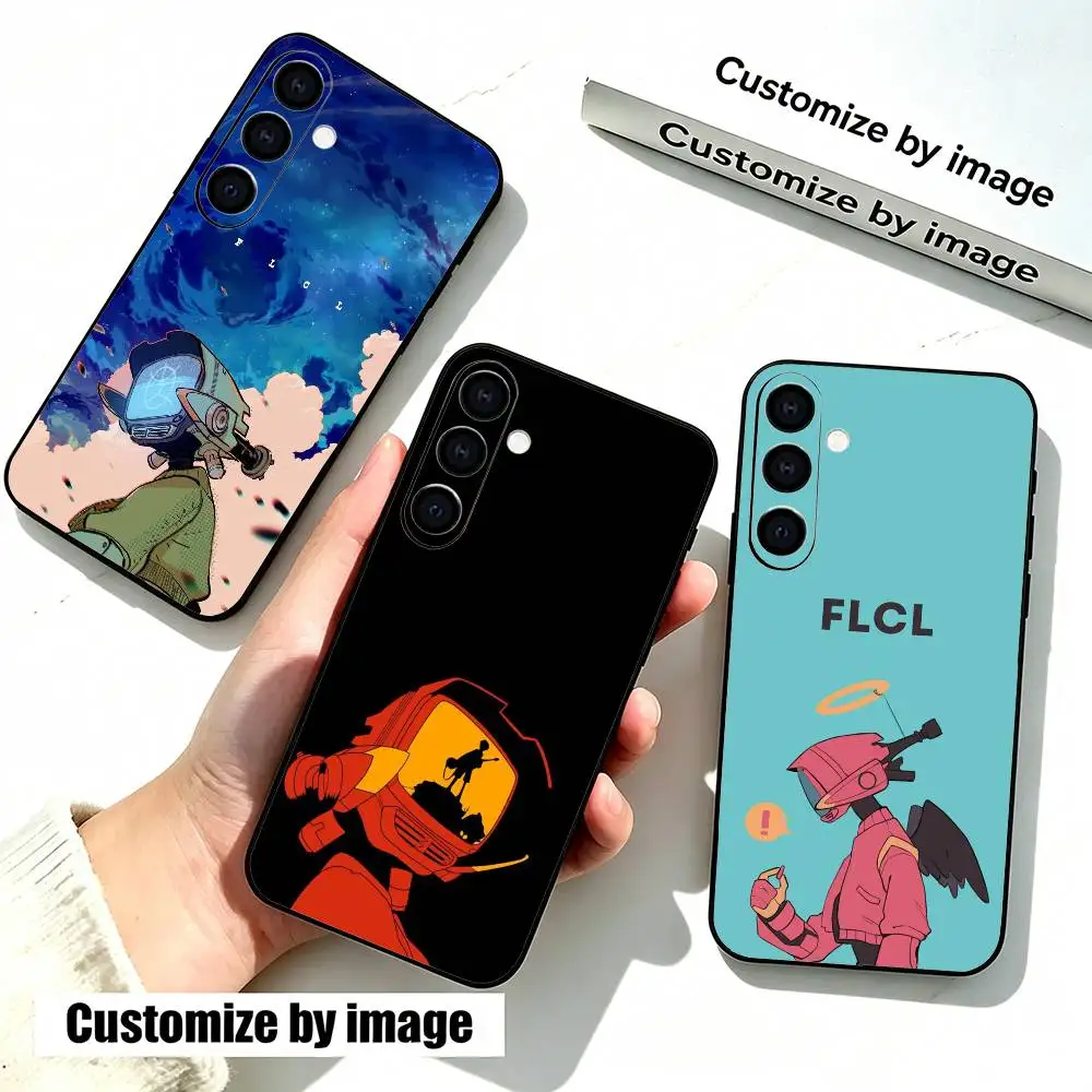 Funda de teléfono Fooly C-Cooly Cyber ​​Love FLCL Anime para Samsung Galaxy A73,A72,A71,A70,A53,A52,A51, funda negra de silicona suave