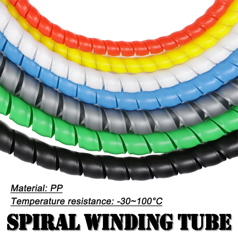 5/10M Winding Spiral Pipe Wire Protection Plastic Tube 8mm - 35mm Cable Protect Sleeve Office Household Wire Line Organizer Pipe