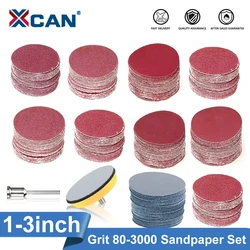 XCAN Sanding Disc 1/2/3inch Round Abrasive Dry Sandpaper with Back-up Pad For Polishing Cleaner Tools Sanding Paper