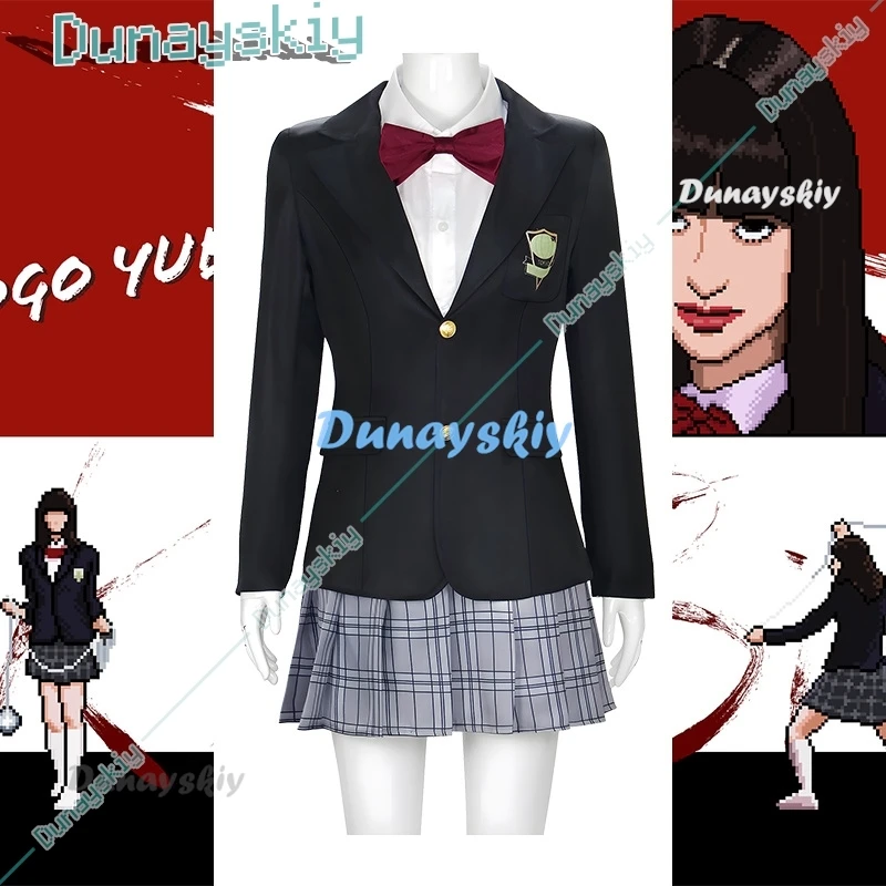 Anime Movie Bill Cosplay Gogo Yubari Costume JK School Uniform Dress Lolita Cos Long Black Wigs With Weapon Props For Halloween