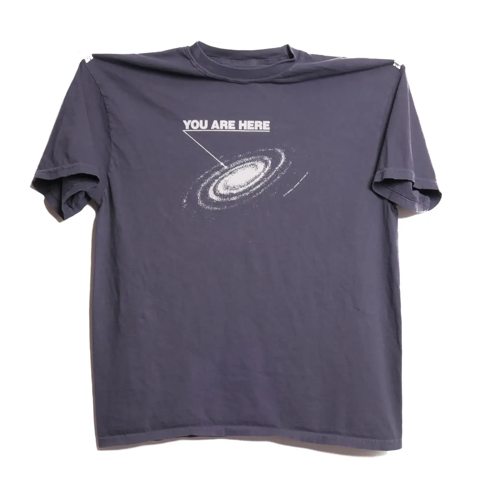 You Are Here Milky Way Galaxy Navy Faded Heavyweight Casual Space Theme  T Shirt vintage Washed Stretched homme Comfortable