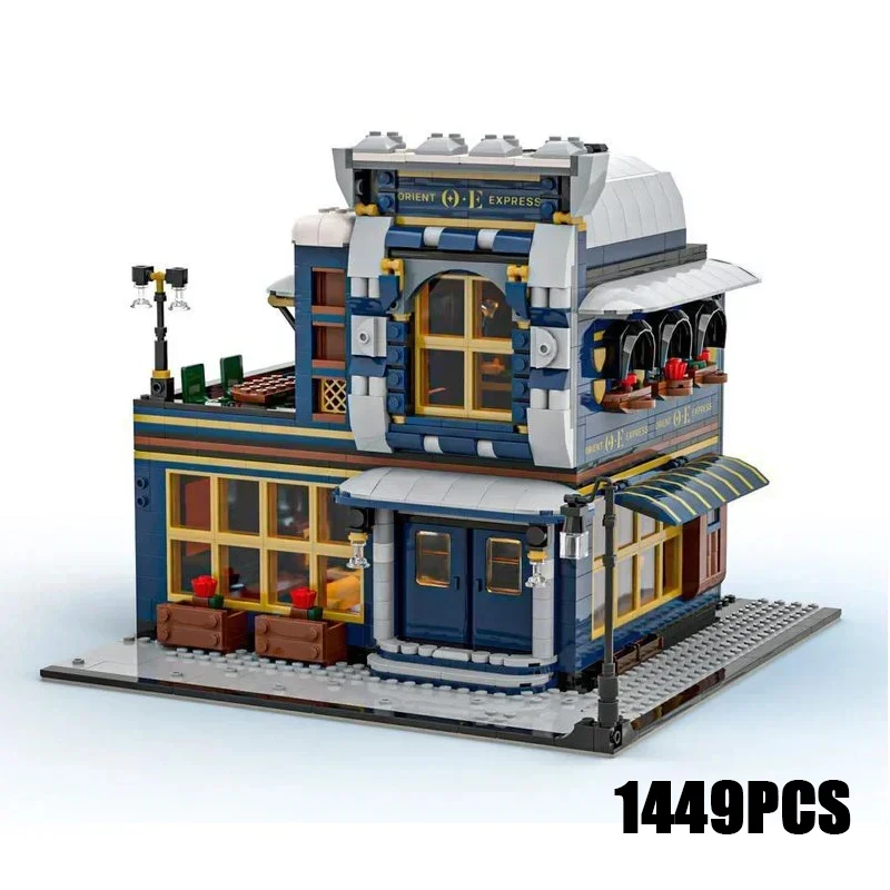 

Модель City Street View Moc, строительные кирпичи, угловые ресторанные технологии, модульные блоки, подарки, рождественские игрушки, наборы «сделай сам», сборка