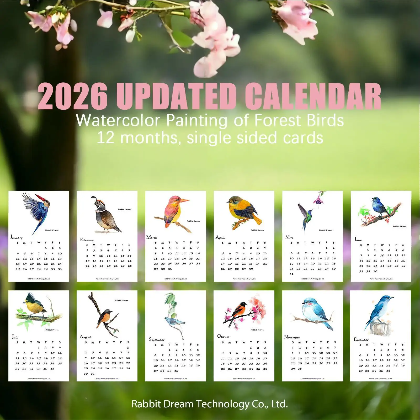 

Настенный календарь на 2026 год с птицами, вертикальный ежемесячный планировщик в акварельном стиле с деревянной подставкой, забавный календарь с птицами для планирования и организации