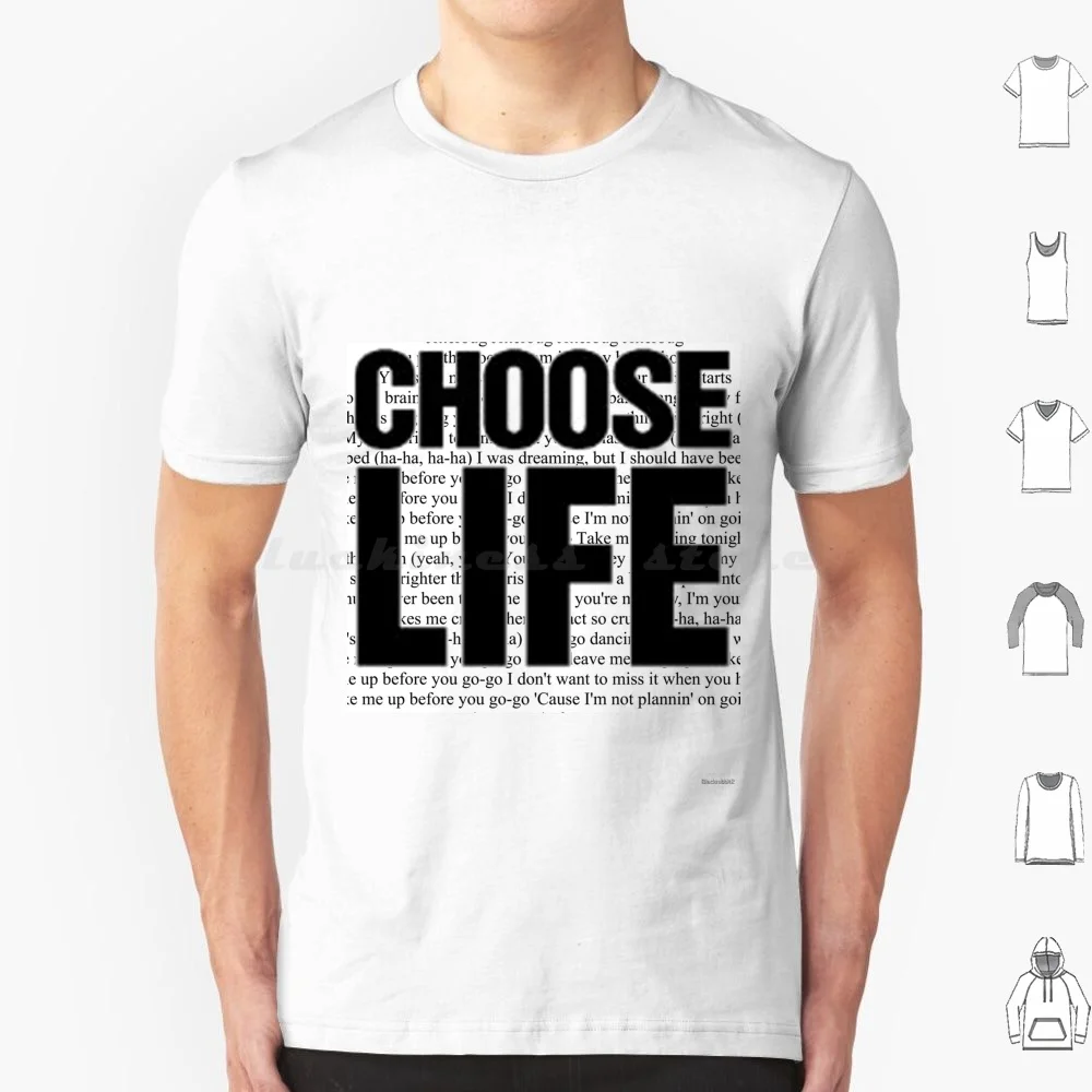 George Michael Choose Life Wham T Shirt Big Size 100% Cotton Lyrics George Michael Wham Choose Life Eighties 80S Board Block