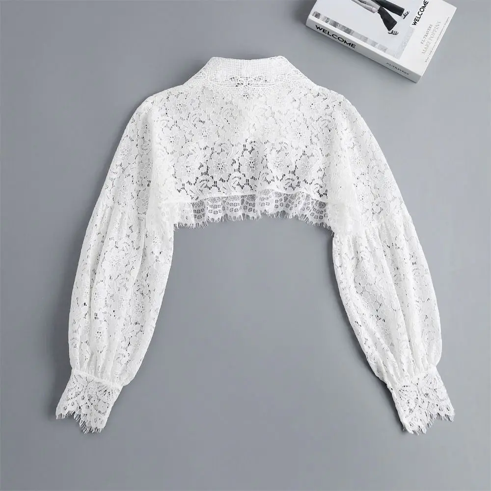 

Simple Cape Lace Shawl Hollow Out Cloak Short Small Shirt Wraps Flower Flower Scarves Female