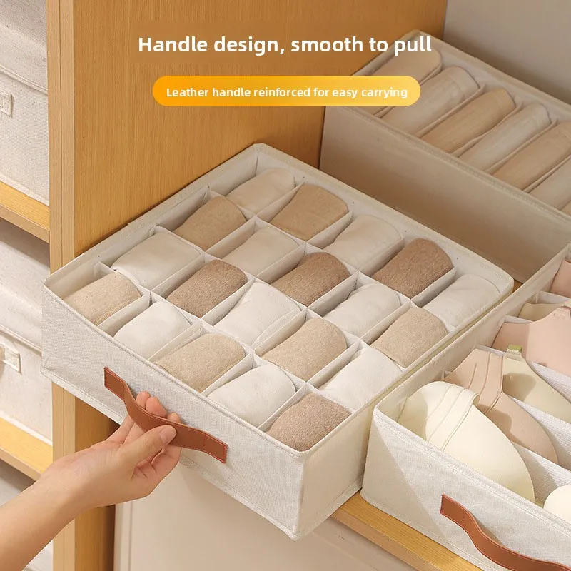 Multi-Compartment Drawer-Style Underwear & Socks Organizer - Dustproof & Foldable Wardrobe Storage Box for Bedroom/Dormitory