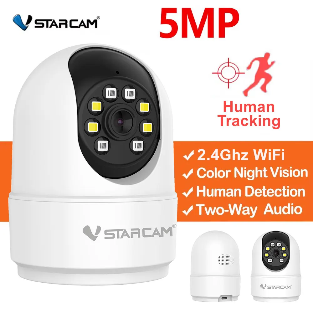 Vstarcam 5MP HD IP Camera 2.4GHz WiFi Smart PT Security Protection Indoor Video Surveillance Human Tracking Smart Home Pet Cam