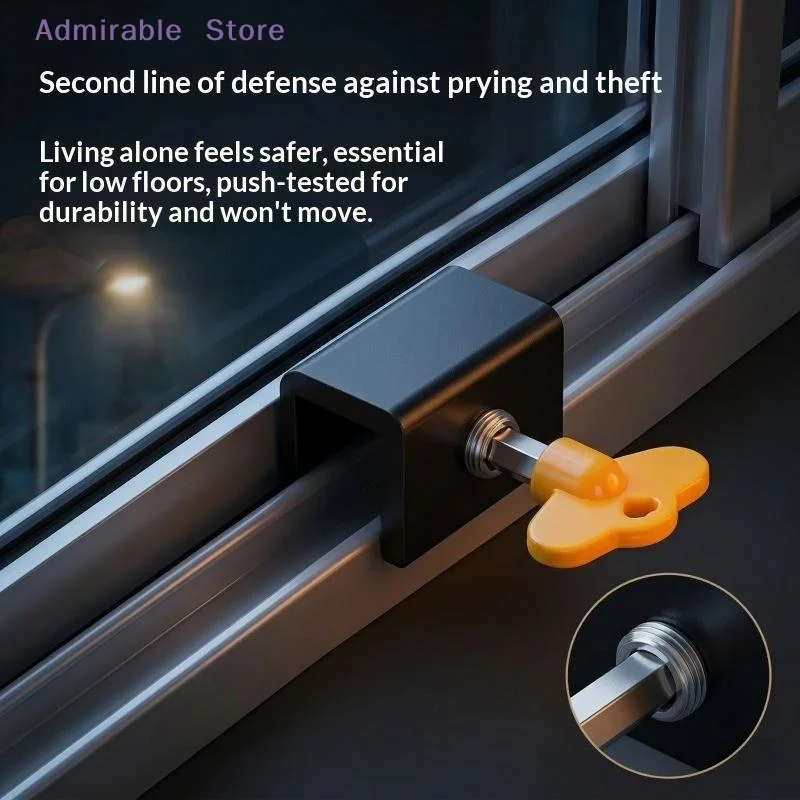 [W]Sliding Window Track Lock Tool-Free Installation Adjustable Limit Lock for Balcony Apartment Anti-Theft Security
