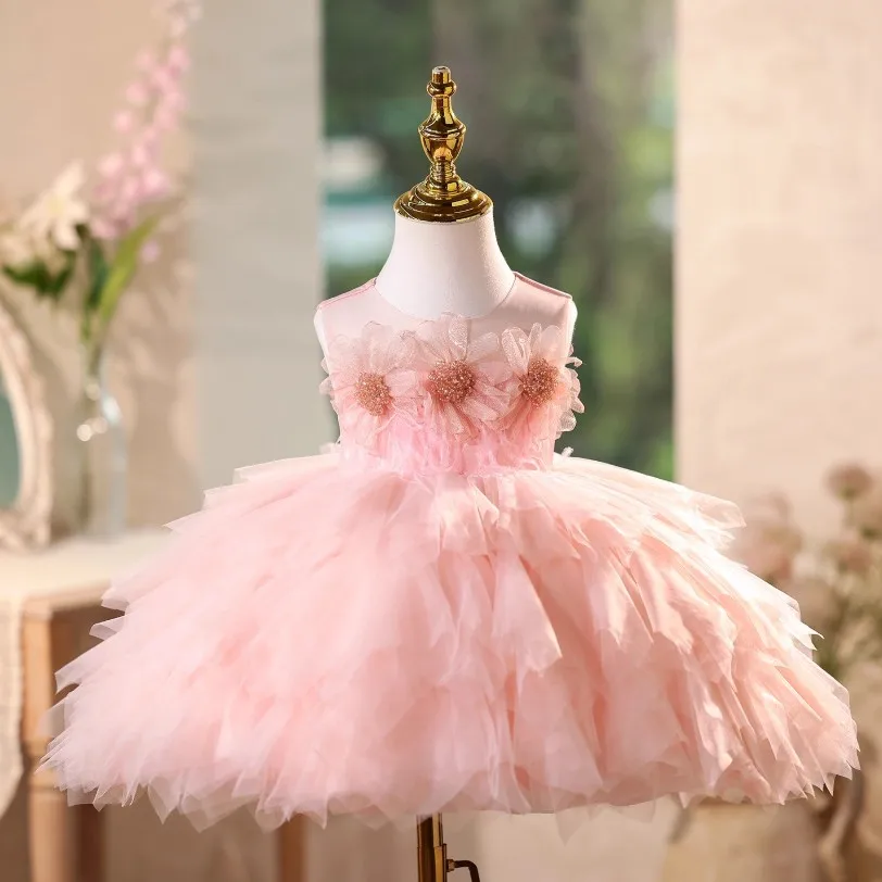 

High-End Children's Princess Costume Host's Piano Performance Birthday Girls Party Dresses A4699 Vestidos Bridesmaid Dresses