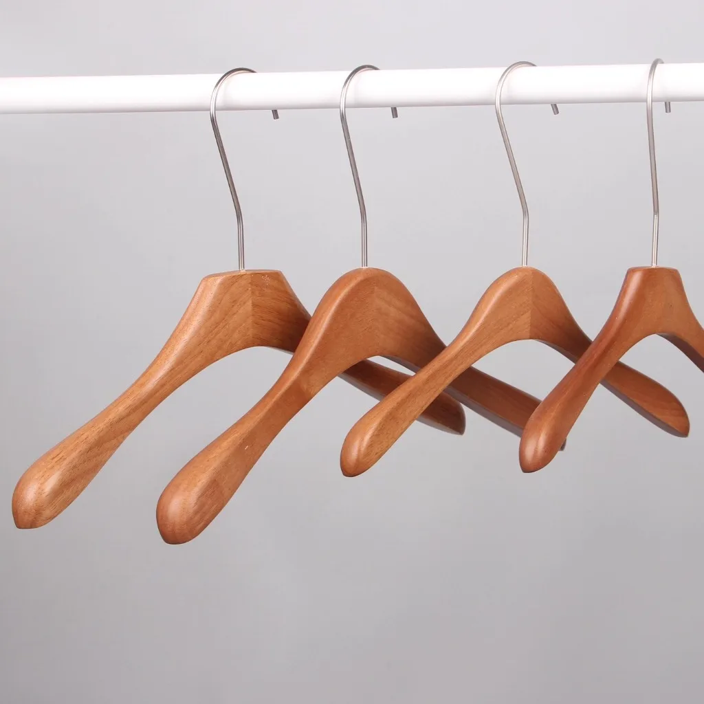 

Вешалка для одежды цвета ореха для мужской и женской одежды, высококачественная, из натурального дерева, противоскользящая, для демонстрации в магазинах одежды, пластиковая вешалка