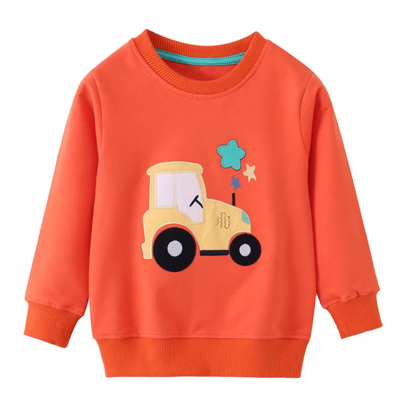 

Jumping Meters Boys Sweatshirts With Car Embroidery Cotton Kids Clothes Autumn Spring Fashion Hooded Toddler Tops Costume